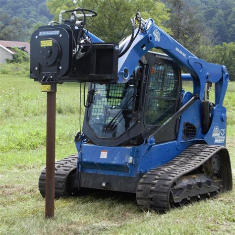 skid steer mounted post driver|vibrating post driver skid steer.